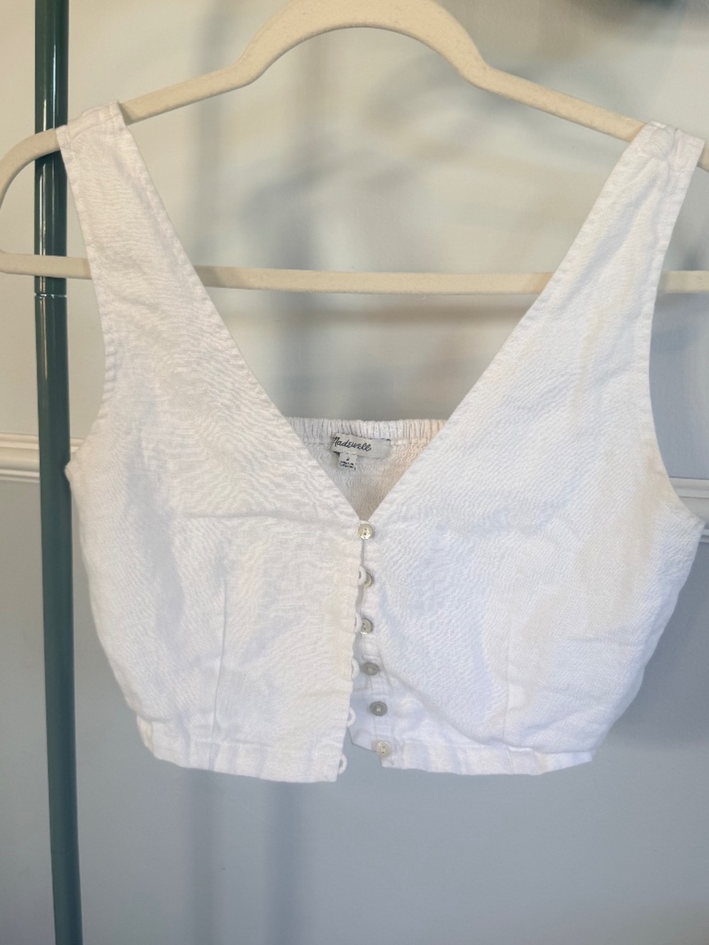 Linen Button Down Crop Top